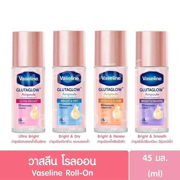 Vaseline BLUE Roll On GlutaGlow Ampoule Bright & Dry Deodorant 45ml