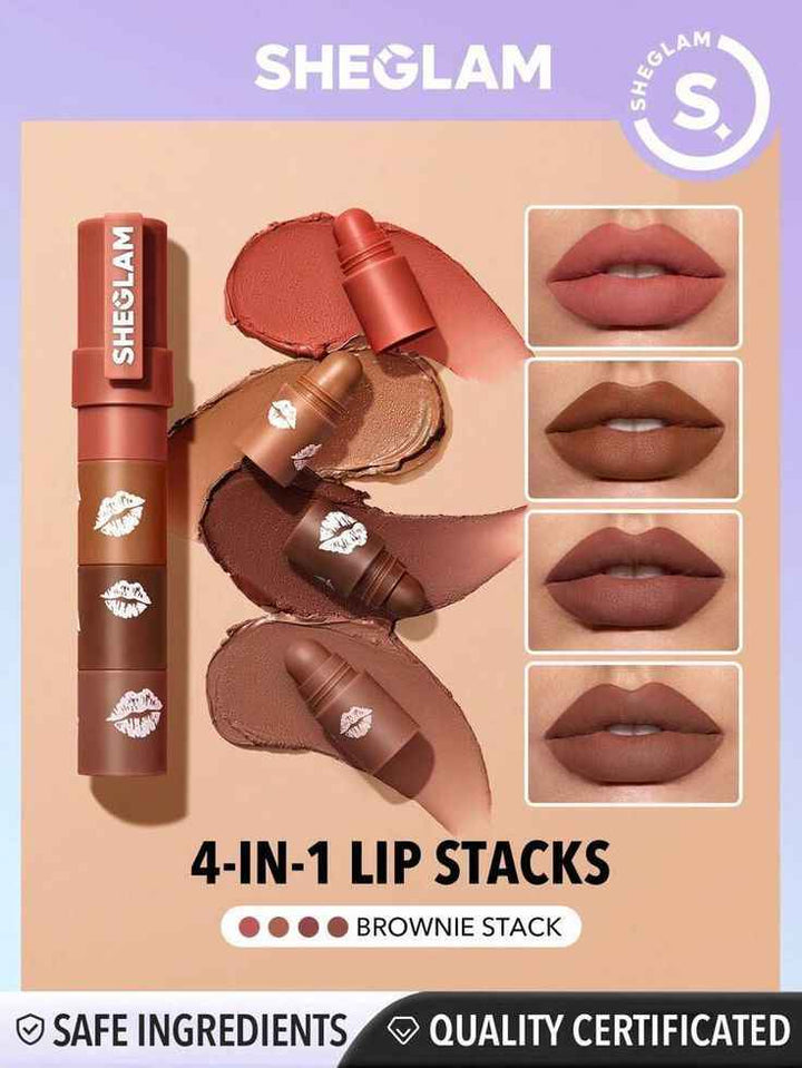 sheglam Mega Lip Stacks-Nude-Bare Stack 4 in 1
